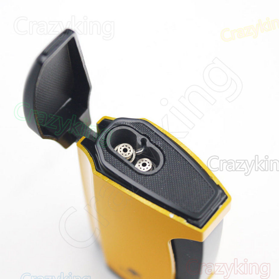 COHIBA Pretty Yellow Metal 2 TORCH JET FLAME CIGAR CIGARETTE LIGHTER With  Punch