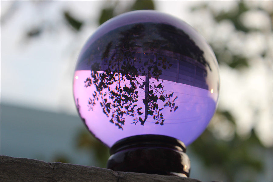 40mm+Stand Asian Rare Natural Quartz Purple Magic Crystal Healing Ball Sphere