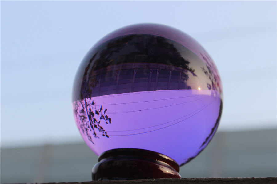 40mm+Stand Asian Rare Natural Quartz Purple Magic Crystal Healing Ball Sphere