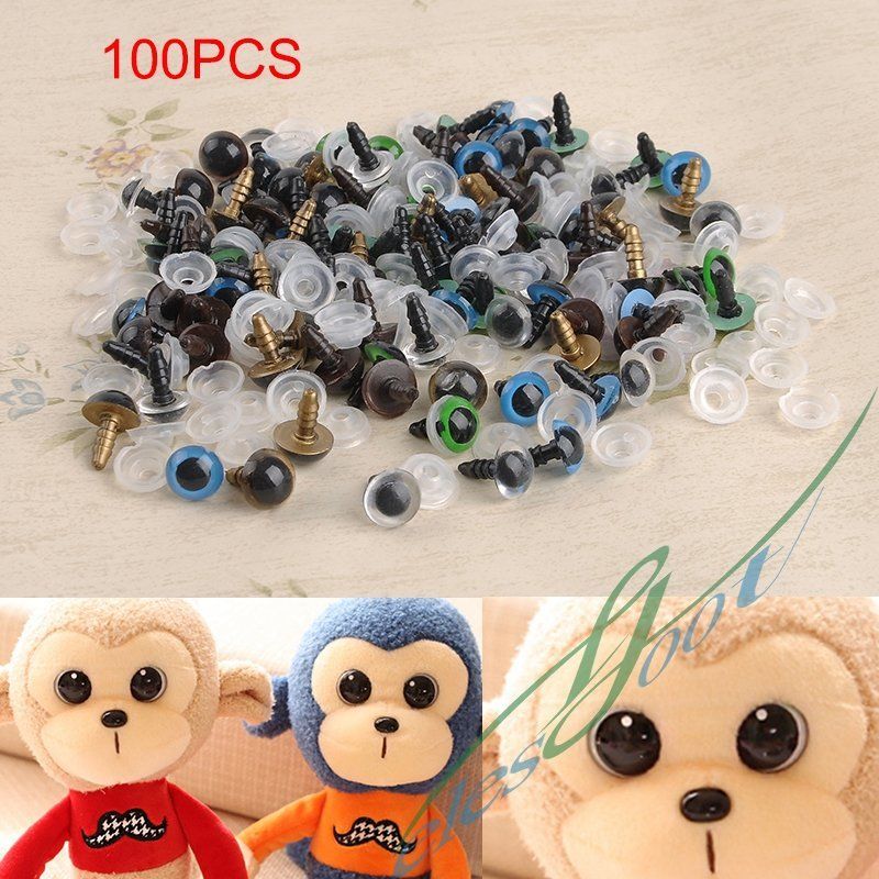 100pc 10mm Mix Color Plastic Safety Eyes For Teddy Bear Doll Animal Puppet Craft