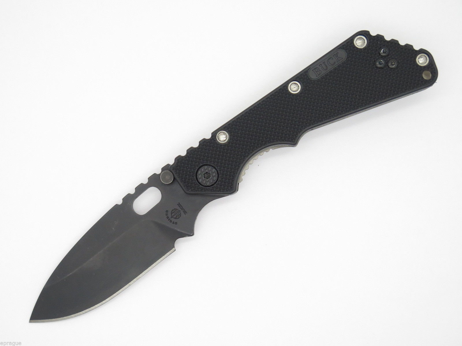 BUCK 889 STRIDER LOGO BLACK BLADE & HANDLE TACTICAL FOLDING POCKET KNIFE ~ 2011