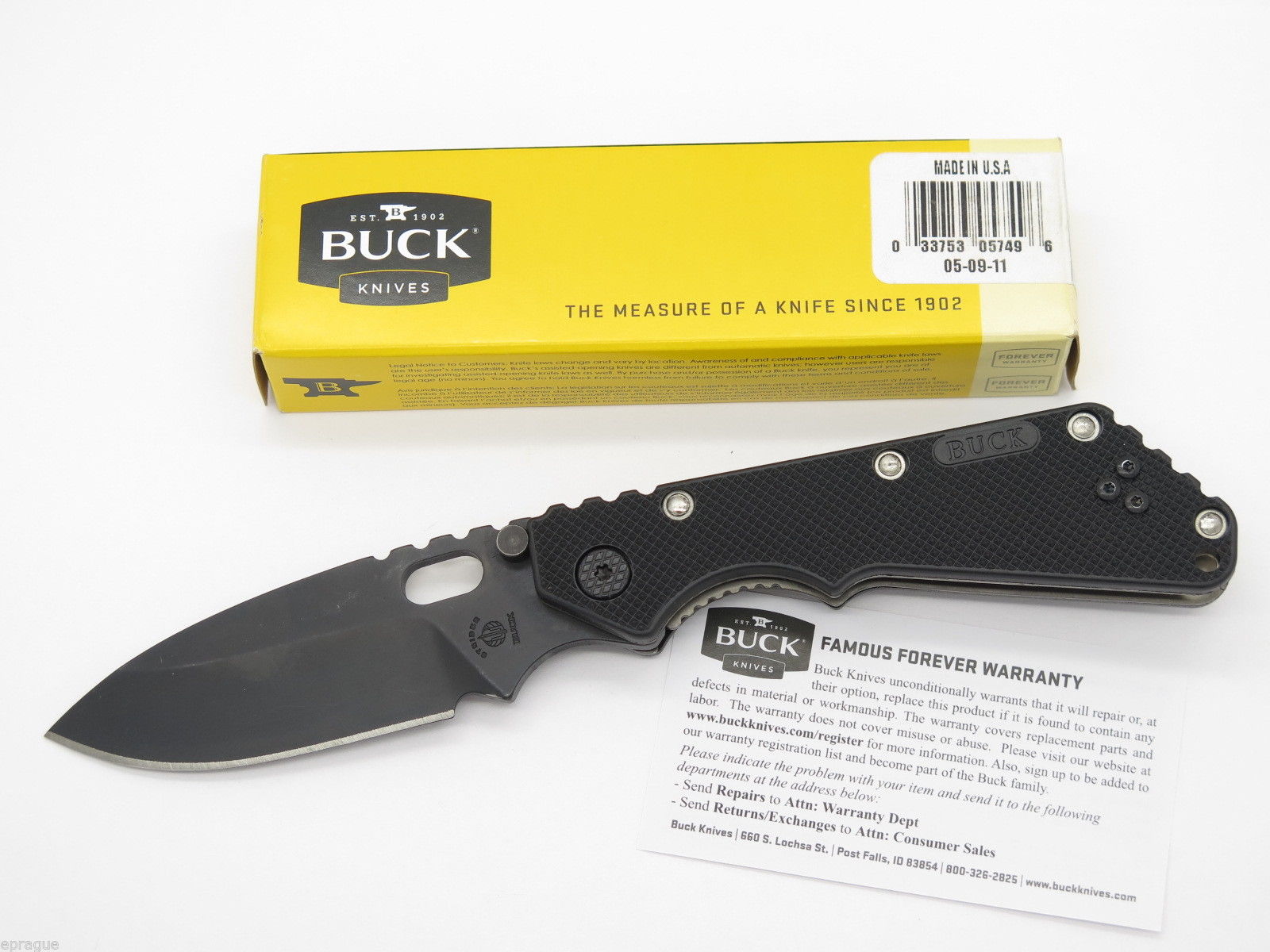 BUCK 889 STRIDER LOGO BLACK BLADE & HANDLE TACTICAL FOLDING POCKET KNIFE ~ 2011