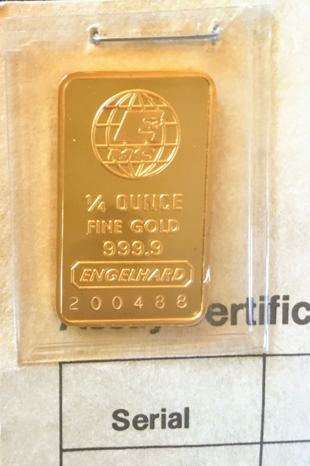 Rare 1/4 oz Englehard Gold Bar