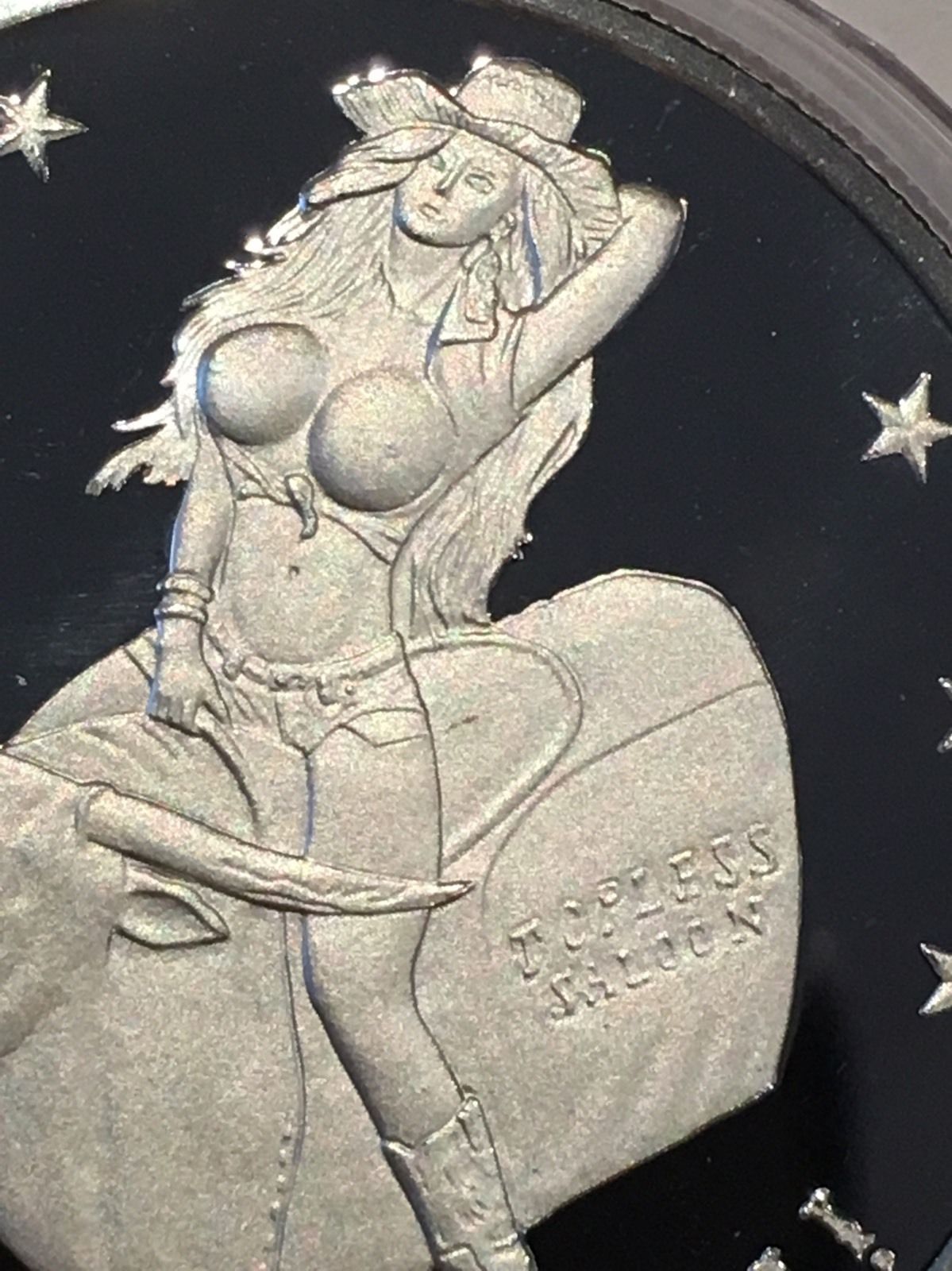 Save A Bull Ride A Cowgirl Proof Nude Girl 1 Troy Oz .999 Fine Silver Coin Round