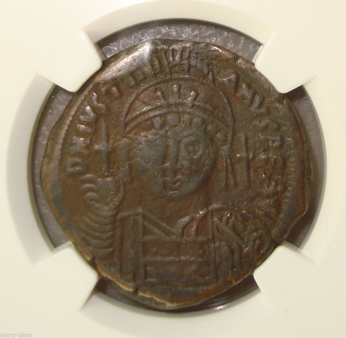 AD 527-565 Justinian I Ancient Byzantine Bronze Follis Coin - NGC VF