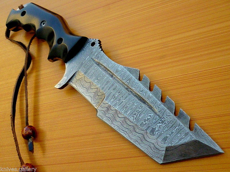 CUSTOM DAMASCUS STEEL HUNTING TRACKER KNIFE / BOWIE / DAGGER / SWORD / MICARTA