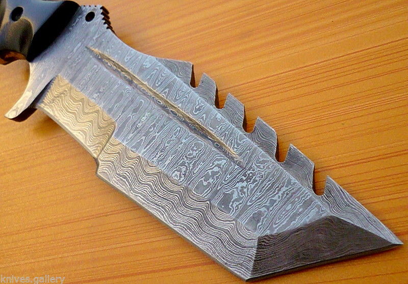 CUSTOM DAMASCUS STEEL HUNTING TRACKER KNIFE / BOWIE / DAGGER / SWORD / MICARTA