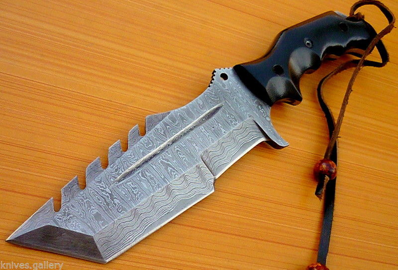 CUSTOM DAMASCUS STEEL HUNTING TRACKER KNIFE / BOWIE / DAGGER / SWORD / MICARTA