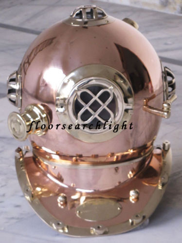 COLLECTIBLE NAUTICAL SHINY BRASS & COPPER US NAVY DEEP SEA DIVERS DIVING HELMET