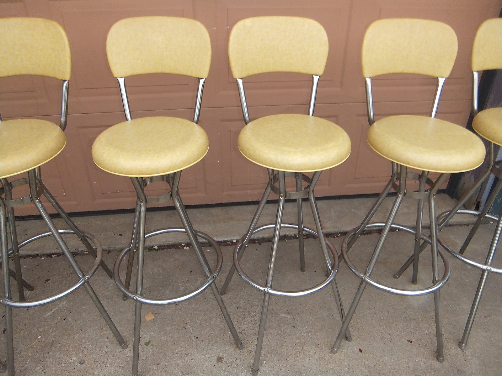 Vintage Mid-Century Cosco Chrome Swivel Bar Stools Good Chrome 6 pcs