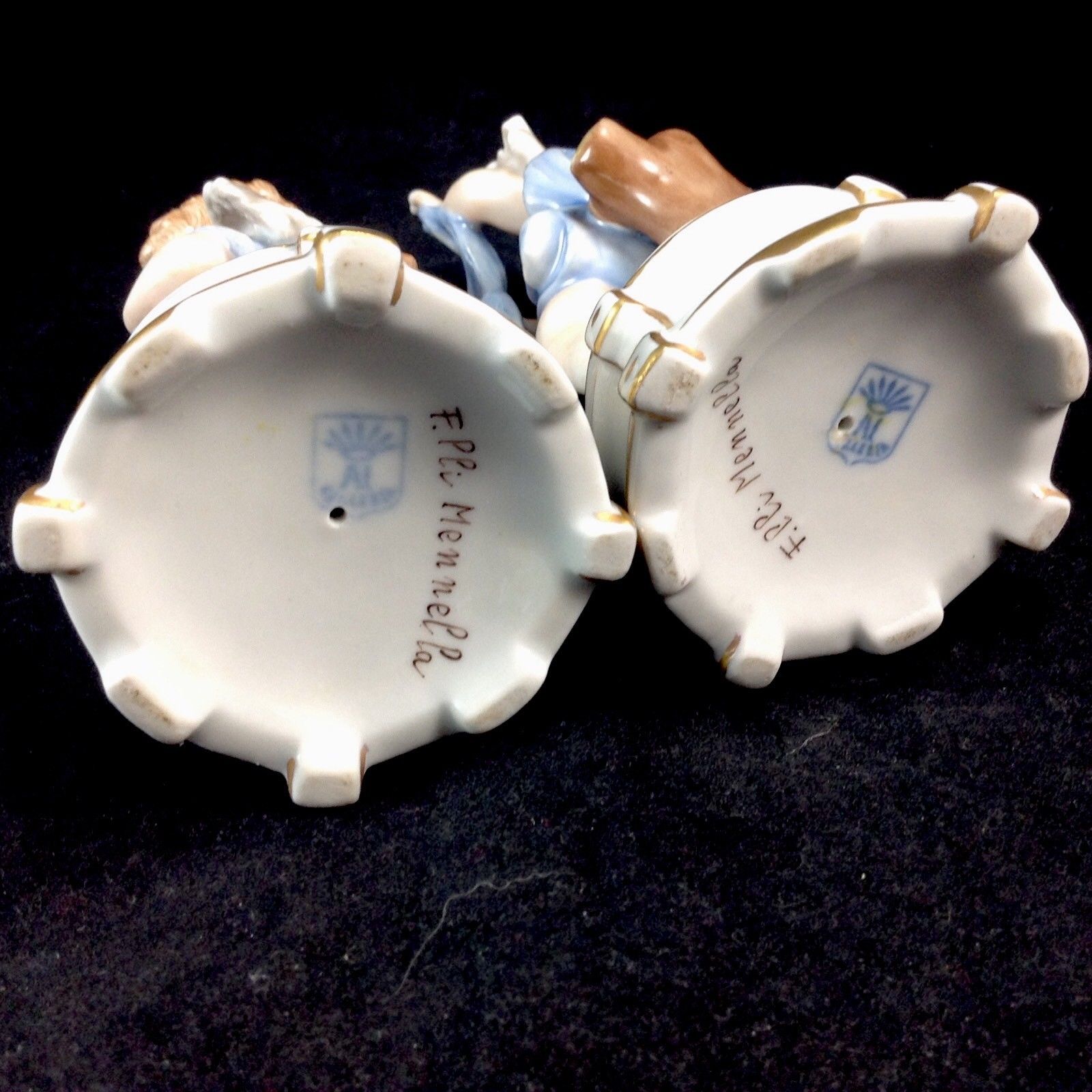 Pair of Capodimonte Putti Winged Cherub Boys Angels Hand Painted Porcelain Lot