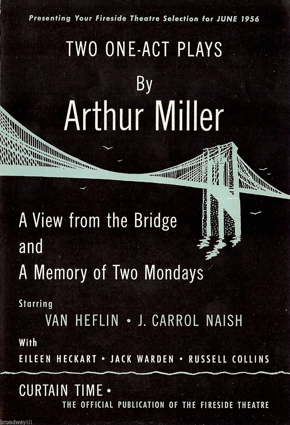 Arthur Miller's "A VIEW FROM THE BRIDGE" Van Heflin 1956 Book Club Flyer