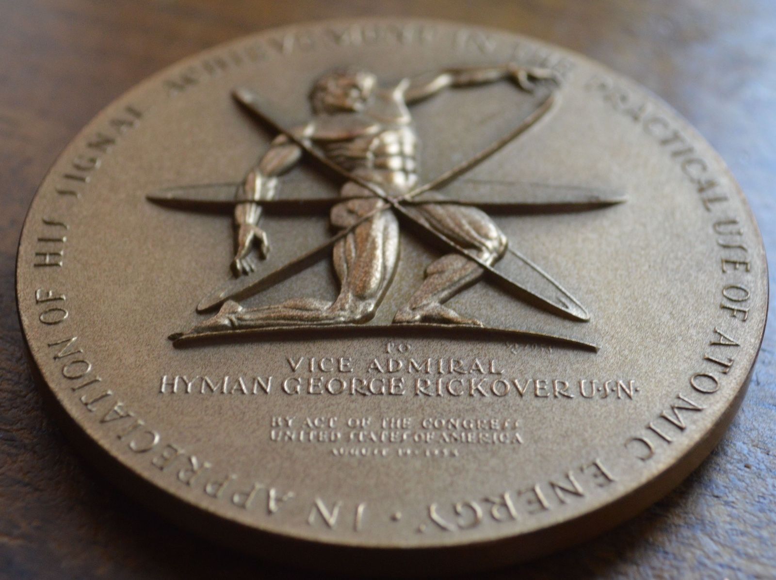 ADMIRAL HYMAN RICKOVER MEDAL FROM CONGRESS 1958 US MINT BRONZE MEDAL 3"