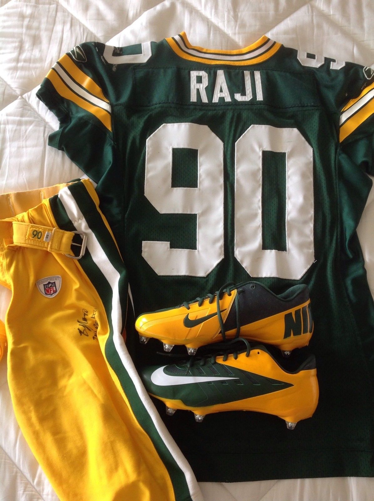 Green Bay Packers BJ Raji game worn used jersey 2010 Super Bowl Season