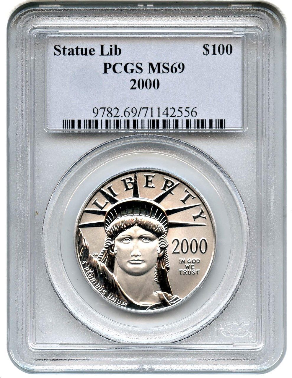 2000 Platinum Eagle $100 PCGS MS69 - Statue Liberty 1 oz