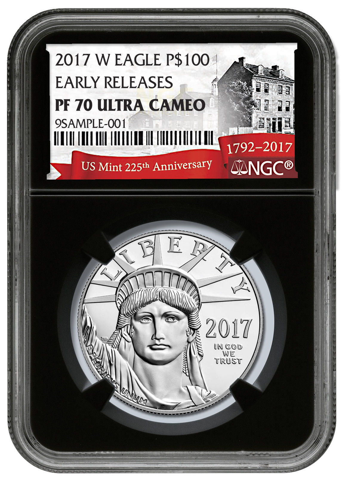 2017-W 1 oz Platinum Eagle Proof $100 NGC PF70 UC ER Blck 225th Anniv SKU48324