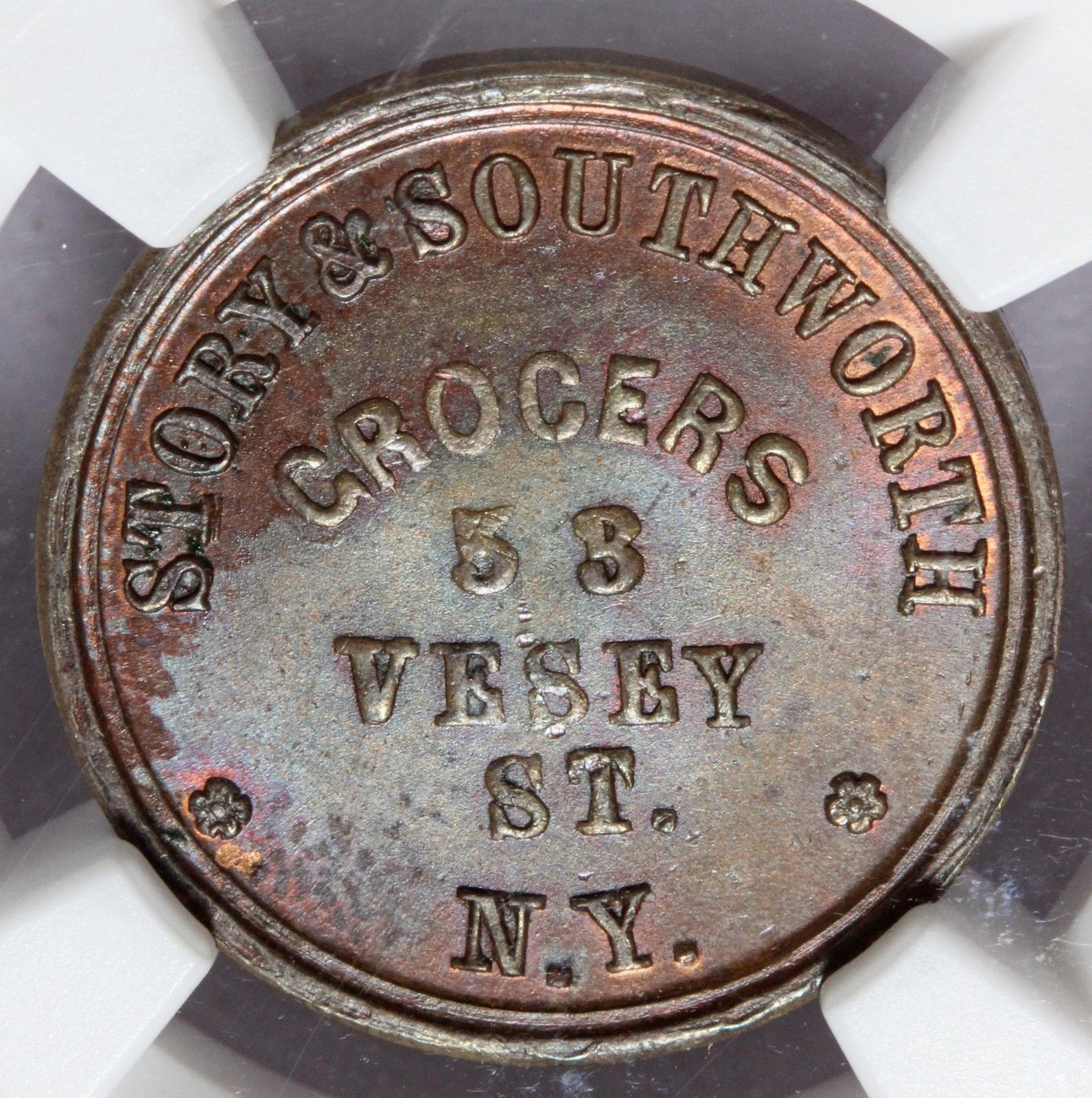 1863 New York NY Story & Southworth Civil War Token F-630BV-6a - NGC MS 65 BN