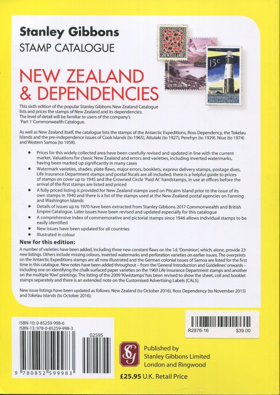 Stanley Gibbons Commonwealth Stamp Catalogue New Zealand & Others 6th Edition