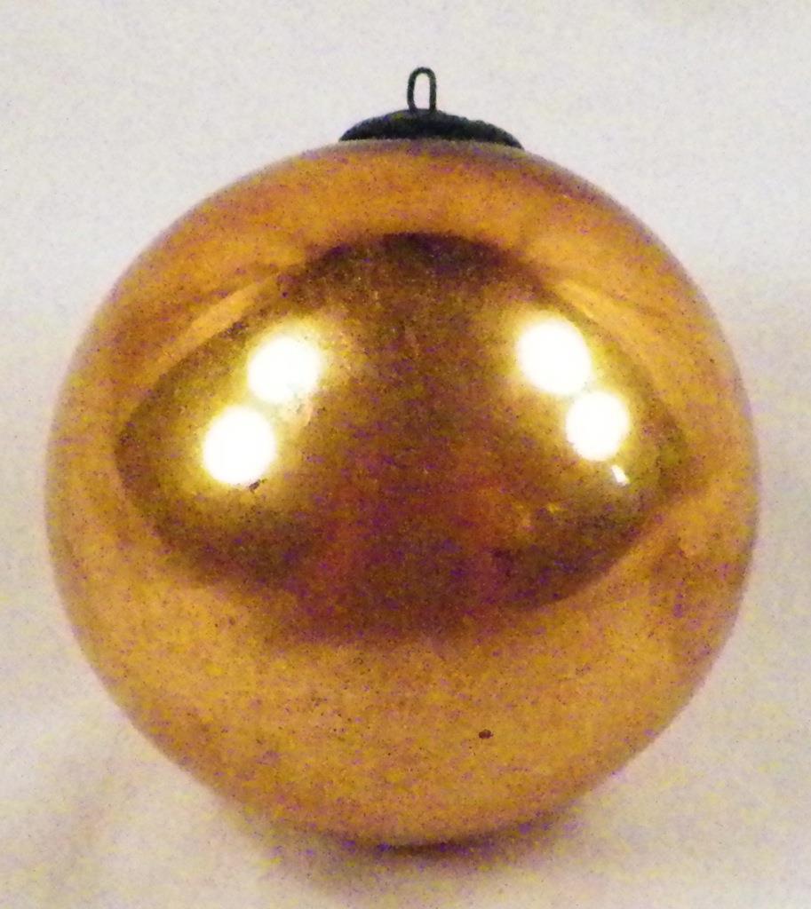 Antique Kugel Christmas Ornament Gold Ball Mercury Glass German 3.5in.