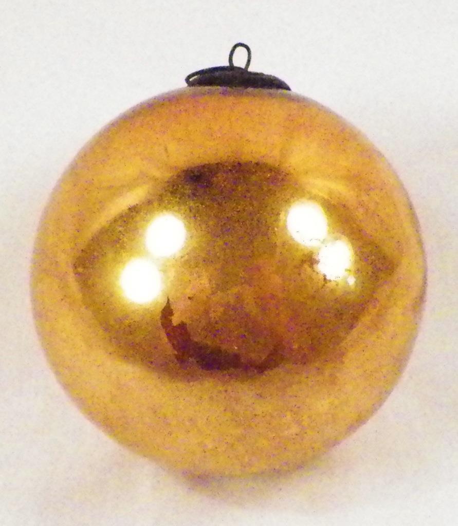 Antique Kugel Christmas Ornament Gold Ball Mercury Glass German 3.5in.