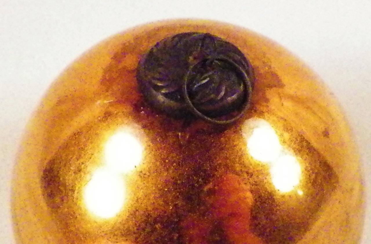 Antique Kugel Christmas Ornament Gold Ball Mercury Glass German 3.5in.