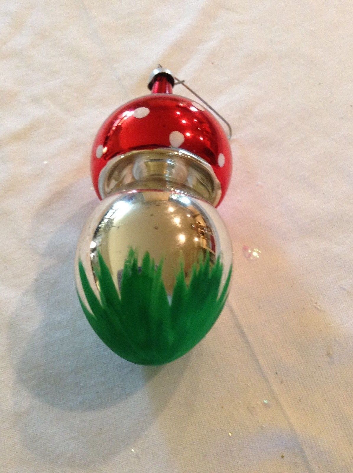 Vintage De Carlini Italy Hand Blown Glass Mushroom CHRISTMAS ORNAMENT