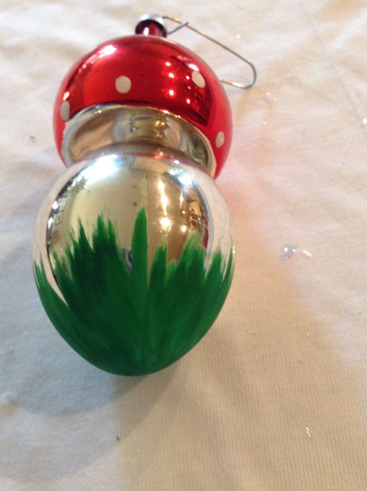 Vintage De Carlini Italy Hand Blown Glass Mushroom CHRISTMAS ORNAMENT