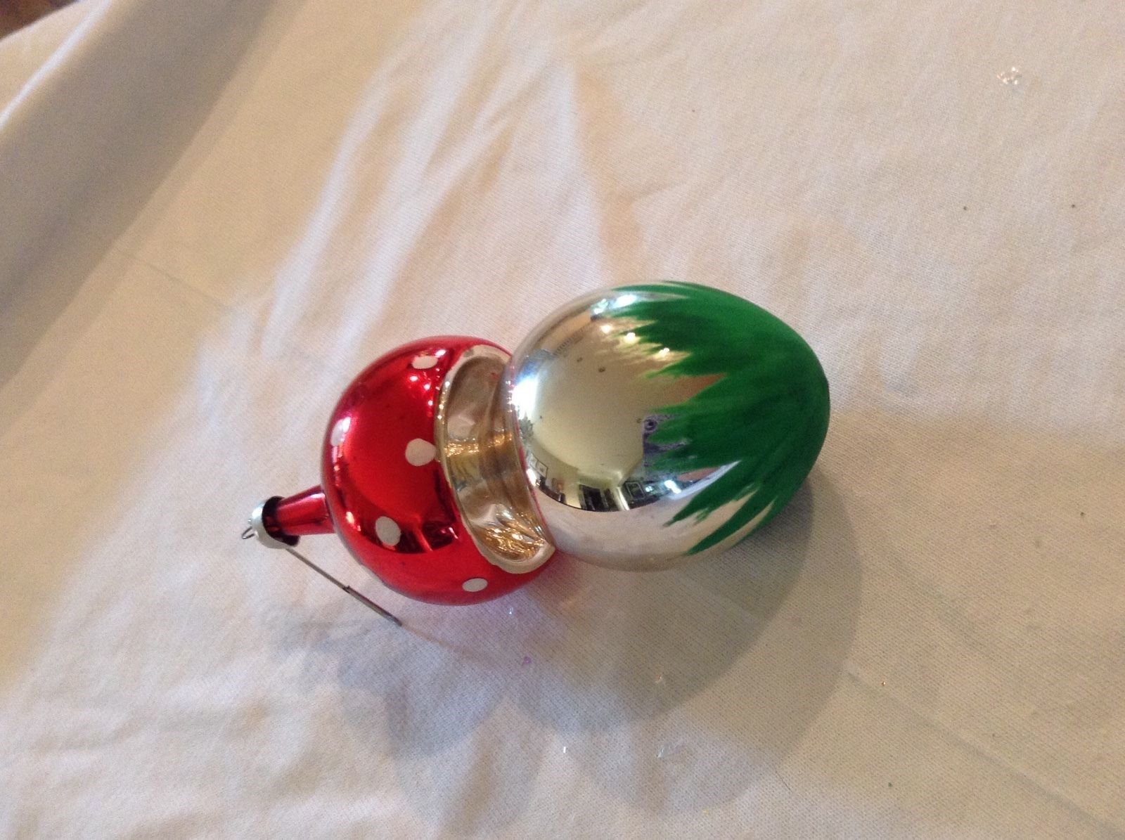 Vintage De Carlini Italy Hand Blown Glass Mushroom CHRISTMAS ORNAMENT