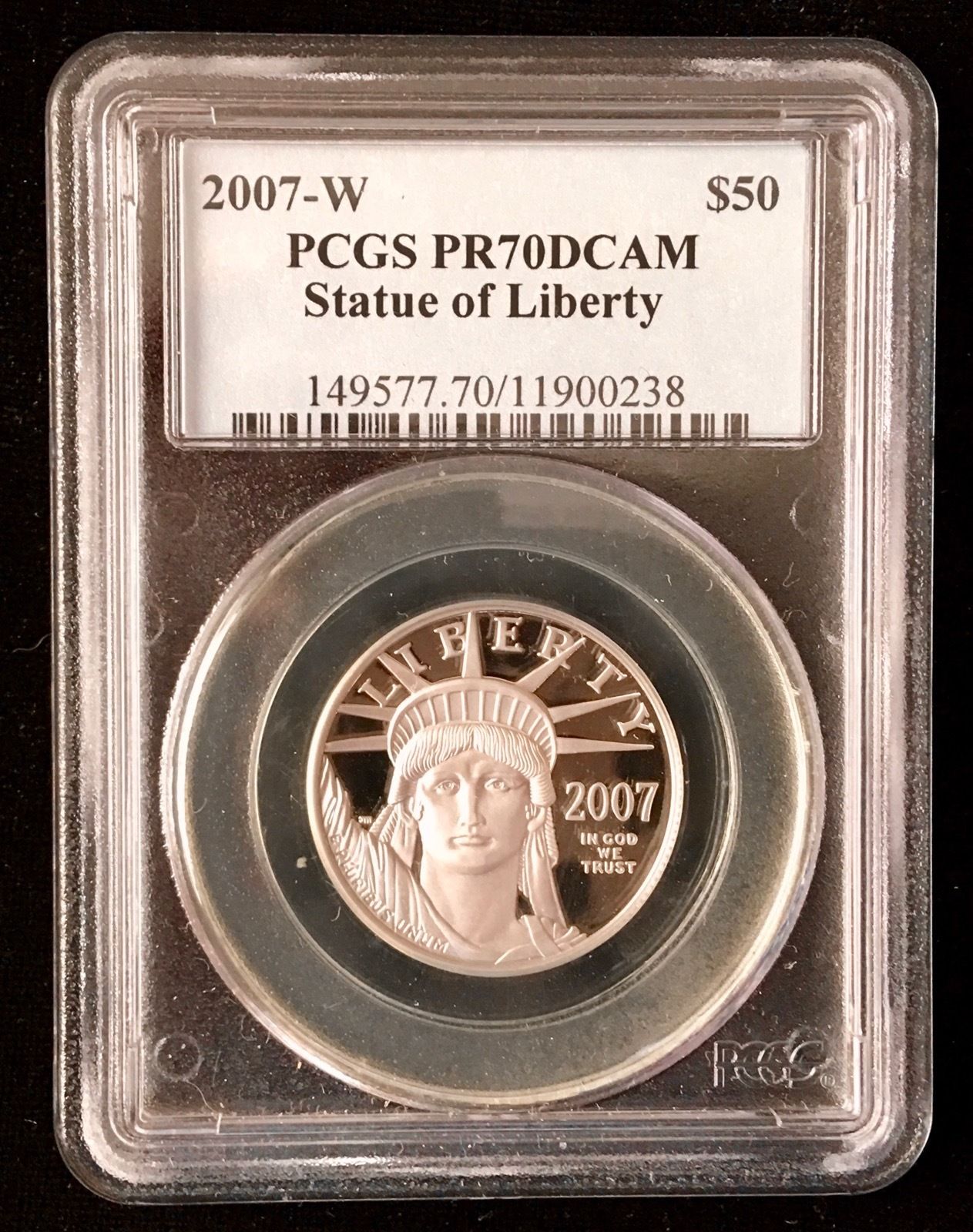 2007-W $50 Platinum Statue of Liberty PR70DCAM PCGS