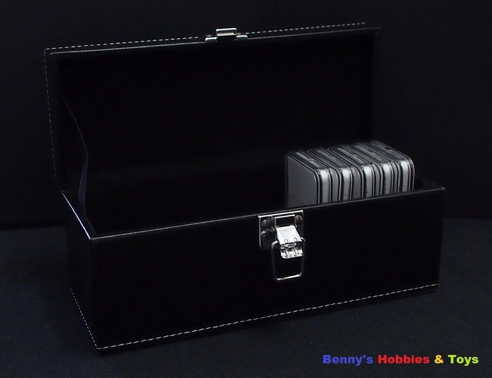 New Storage Box / Case with Black Faux Leather for PCGS NGC Slabs Coin Holders