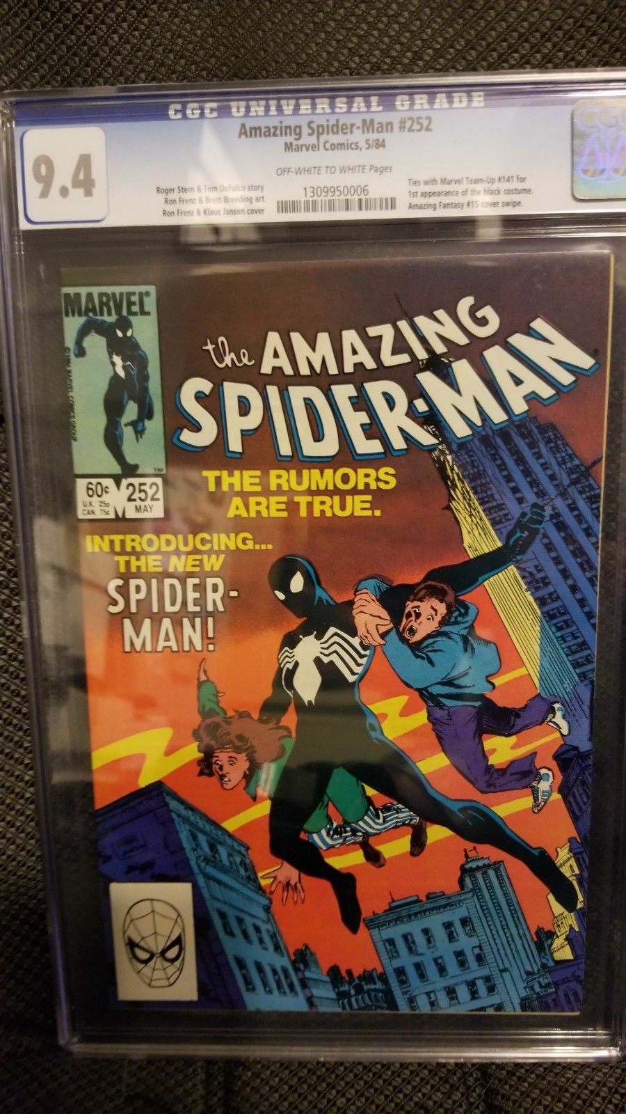 Amazing Spider-Man #252 1st VENOM Symbiote BLACK Costume 1984 MOVIE CGC NM 9.4