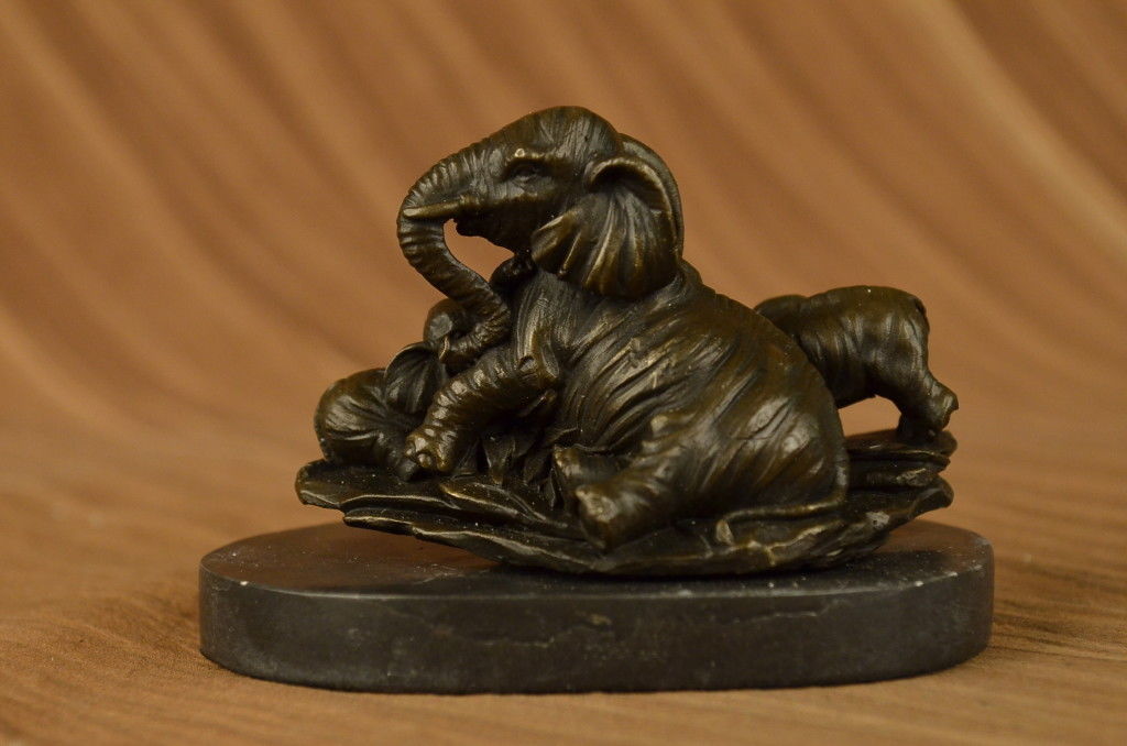 Bronze Sculpture Statue Signed Truffot Hunting Dog W/ Bird Hot Cast Marble Base