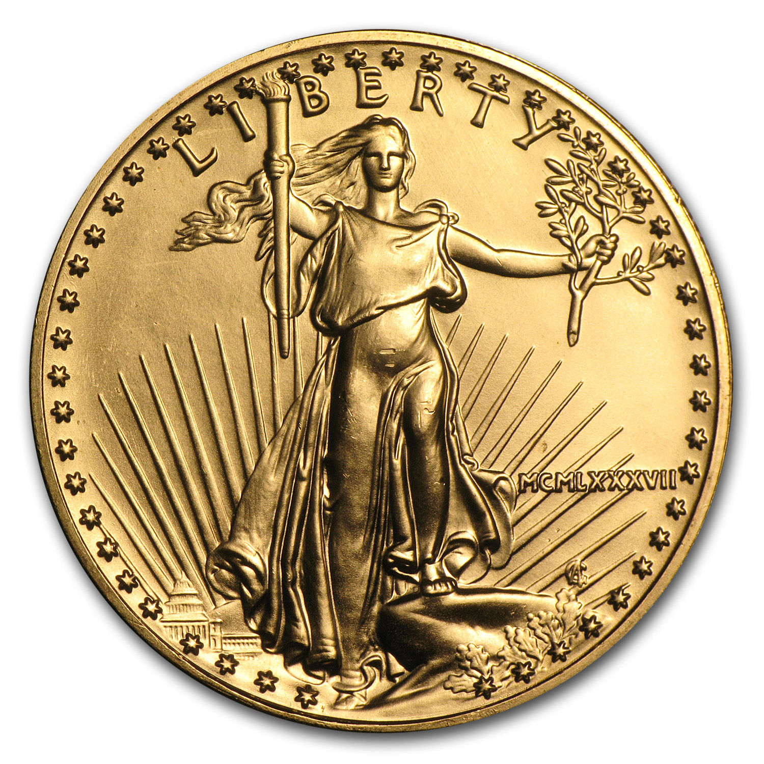 1987 1 oz Gold American Eagle BU (MCMLXXXVII) - SKU #7670