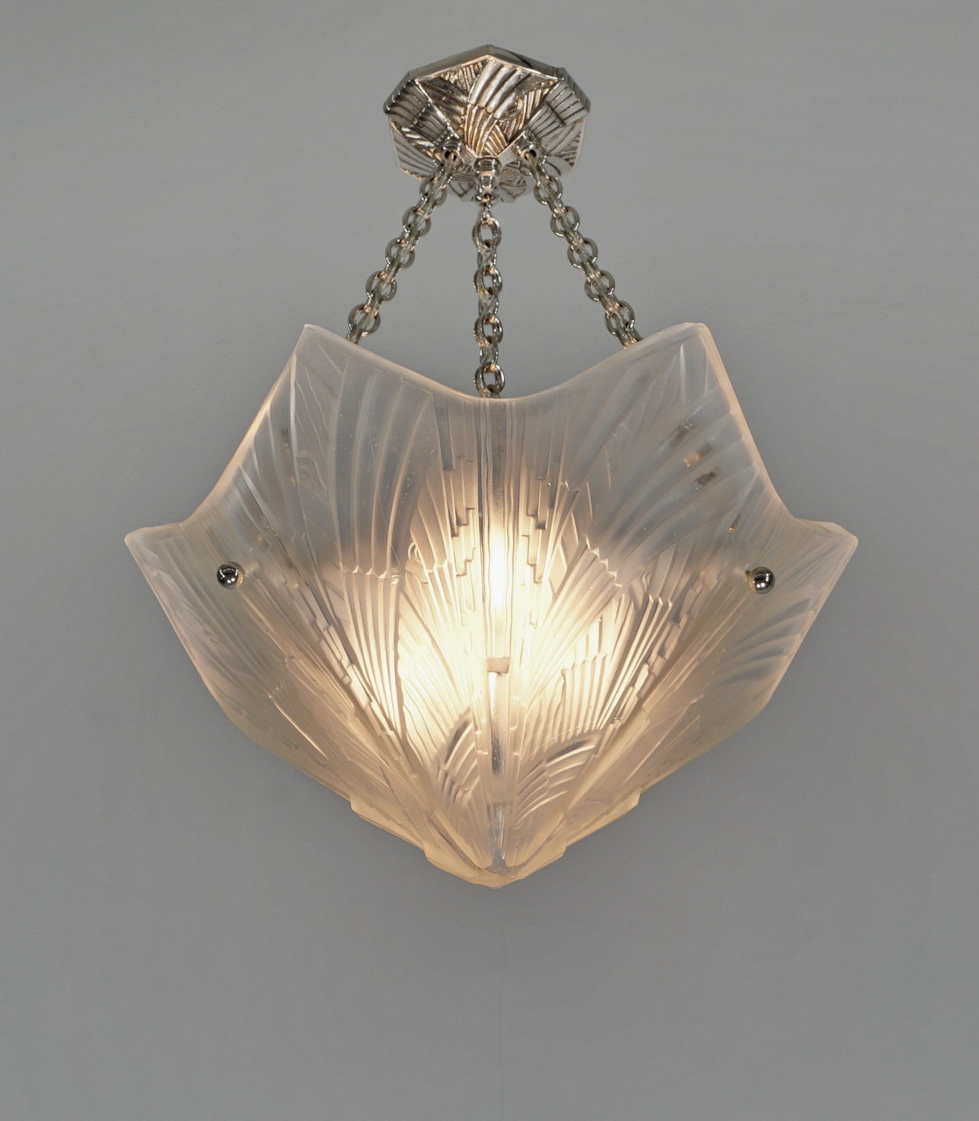 HETTIER & VINCENT : FRENCH ART DECO CHANDELIER . lustre pendant lamp muller era