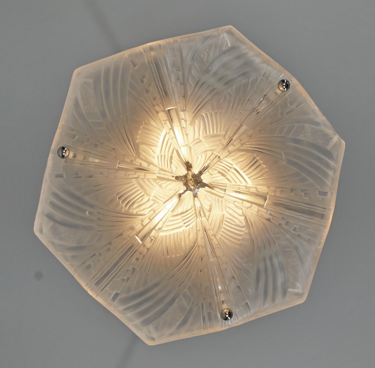 HETTIER & VINCENT : FRENCH ART DECO CHANDELIER . lustre pendant lamp muller era