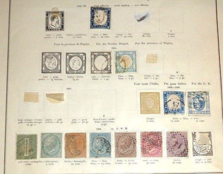 lot early Italy stamp mint used hinged to 19th C album pages