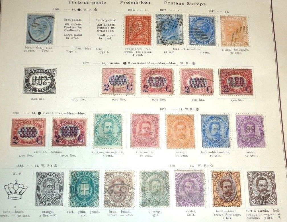 lot early Italy stamp mint used hinged to 19th C album pages