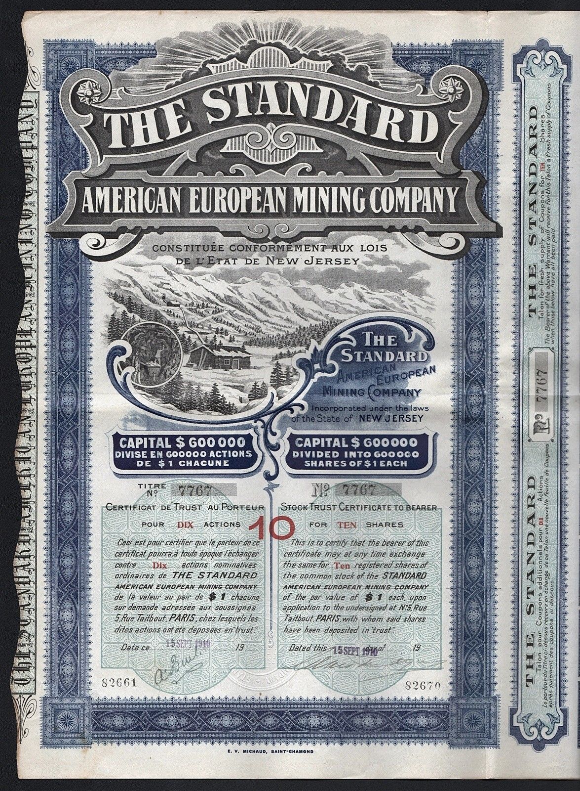 1910 France/USA: the standard American European mining company