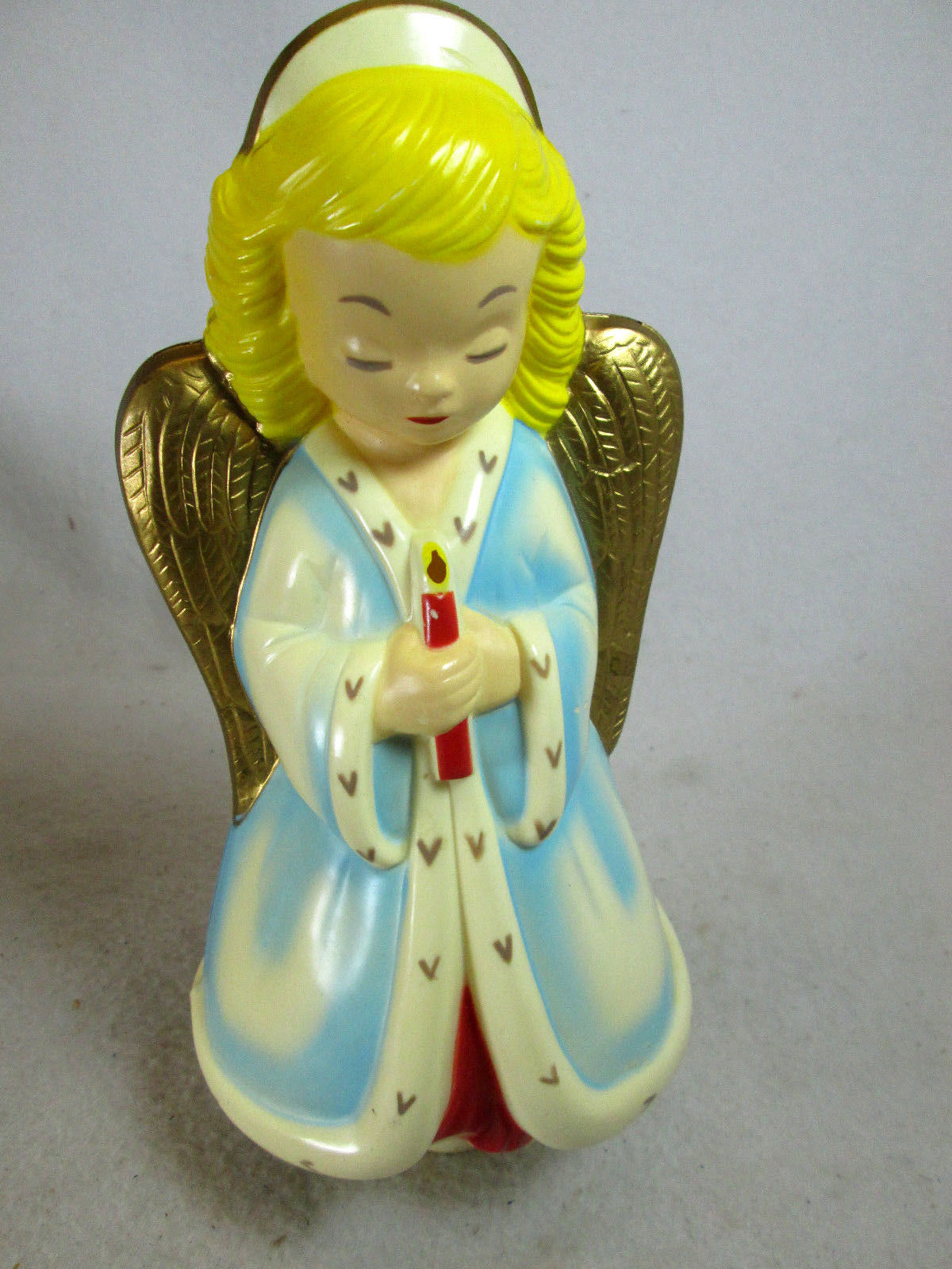 Vintage 1950's  NOMA plastic Christmas tree top angel 8 3/4"