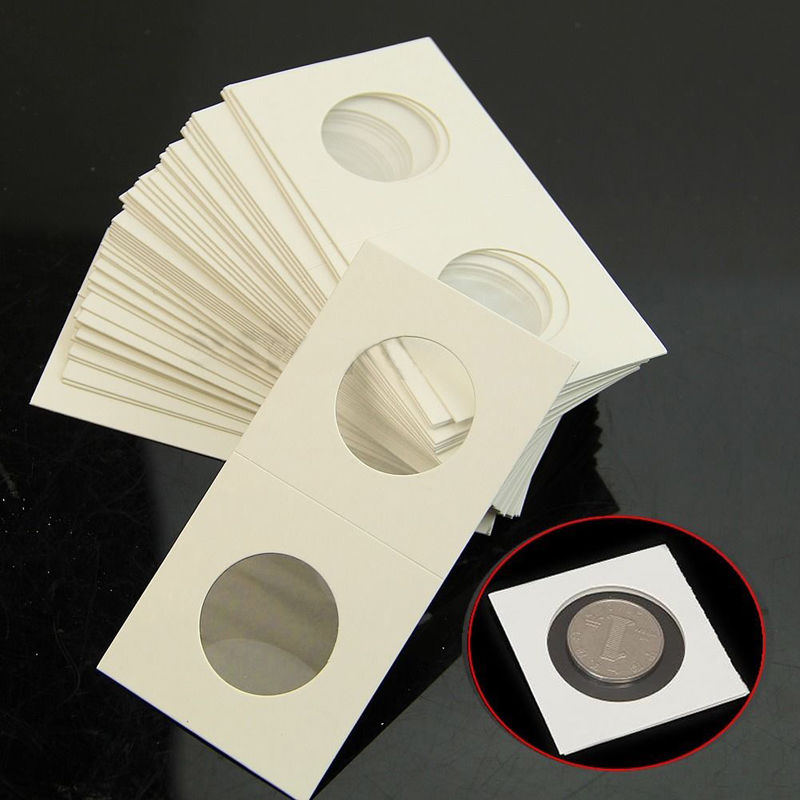 50PCS Cardboard Staple Type Coin Mylar Flip Holder Cover Case Dia 1.57" 40mm