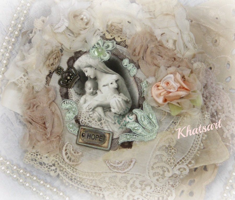 JESUSw/MARY ANGEL FabricCollage Book Album Journal ELITE4u By:KHATSART VALENTINE