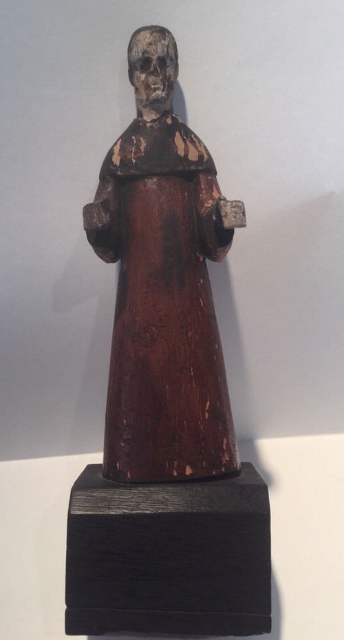 Antique 19th Century Carved Wood Large 9 1/2" Santos Figure Religious