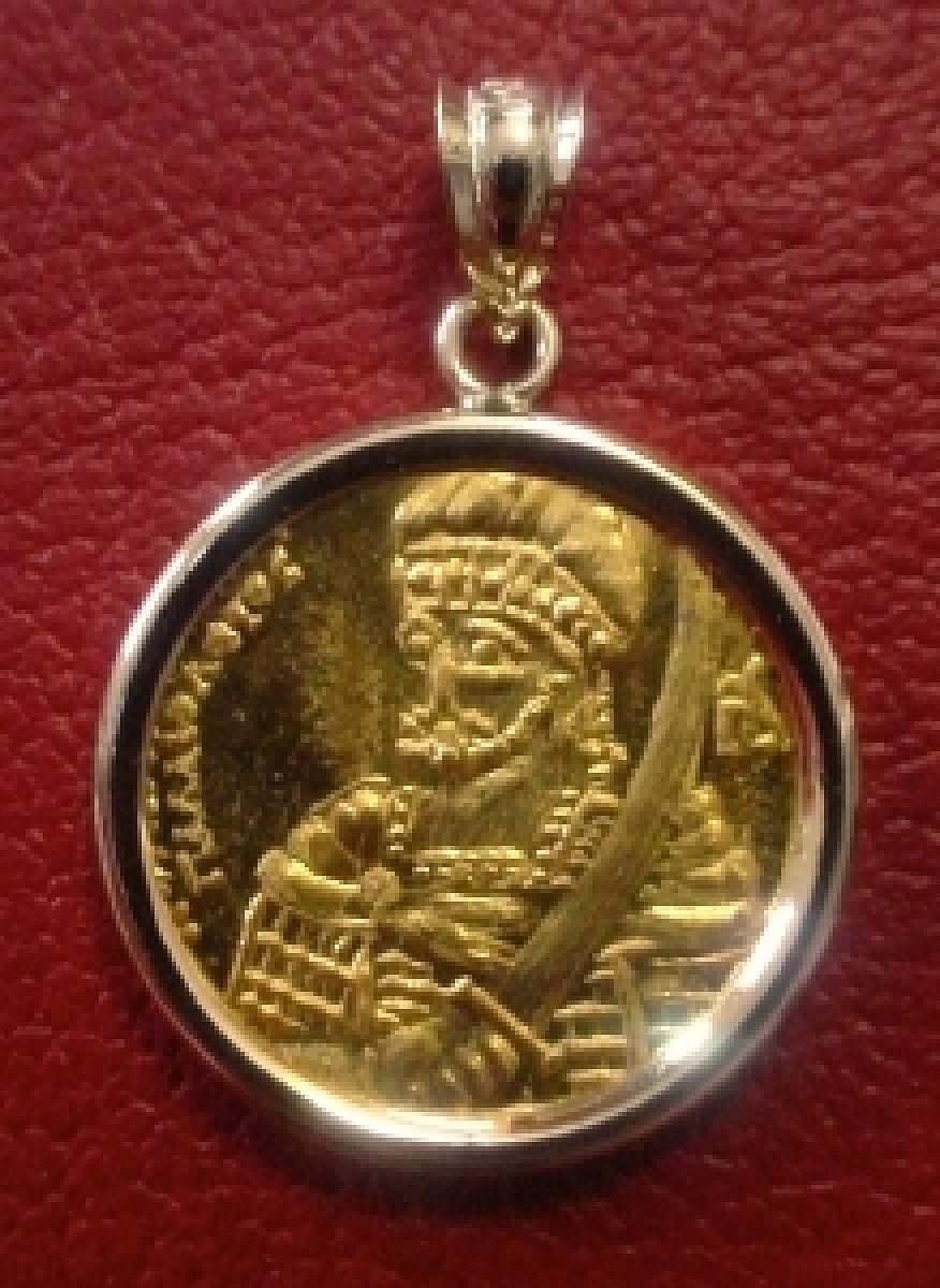 22K Solid Gold Semissis Pendant Byzantine Emperor Constantine PALEOLOGOS