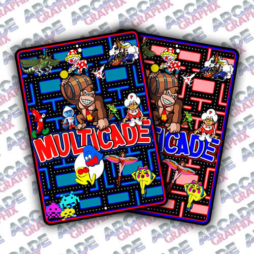 Multicade Classic Arcade Game Cabinet Sideart Graphic Artwork 2pc Set 18x13