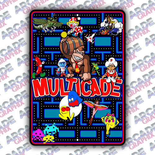 Multicade Classic Arcade Game Cabinet Sideart Graphic Artwork 2pc Set 18x13