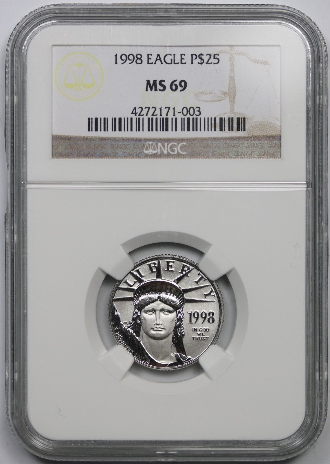 1998 Statue of Liberty Quarter-Ounce Platinum Eagle $25 MS 69 NGC 1/4 oz