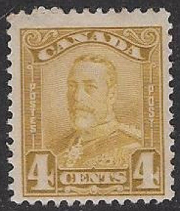 Canada, 1928 Scroll Issue, 4¢ Bistre,Sc #152, Mint F/VF, LDG - CV $23.50