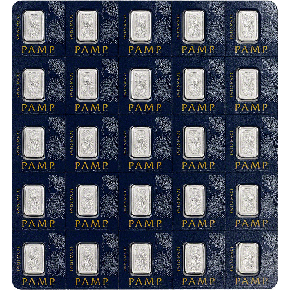 25x1 gram Platinum Bar - PAMP Suisse - Fortuna - 999.5 Fine in Sealed Assay