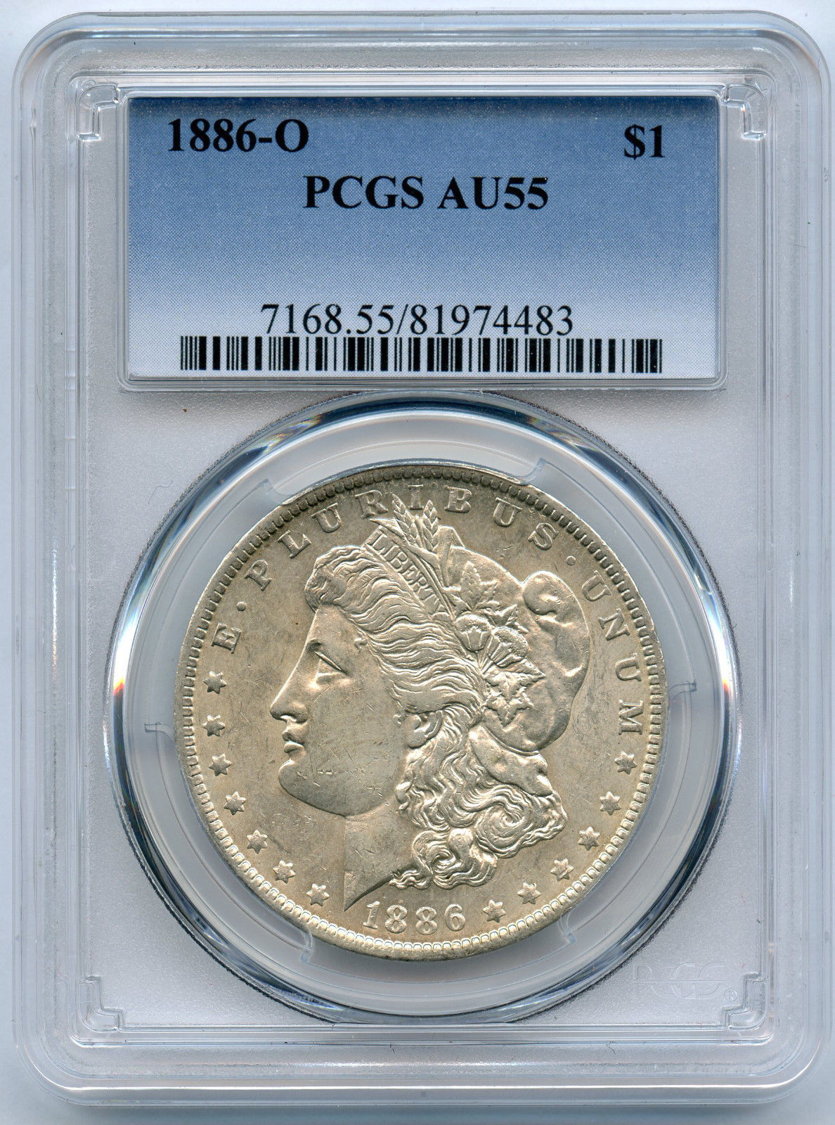 1886-O $1 Morgan Silver Dollar PCGS AU 55 With Luster