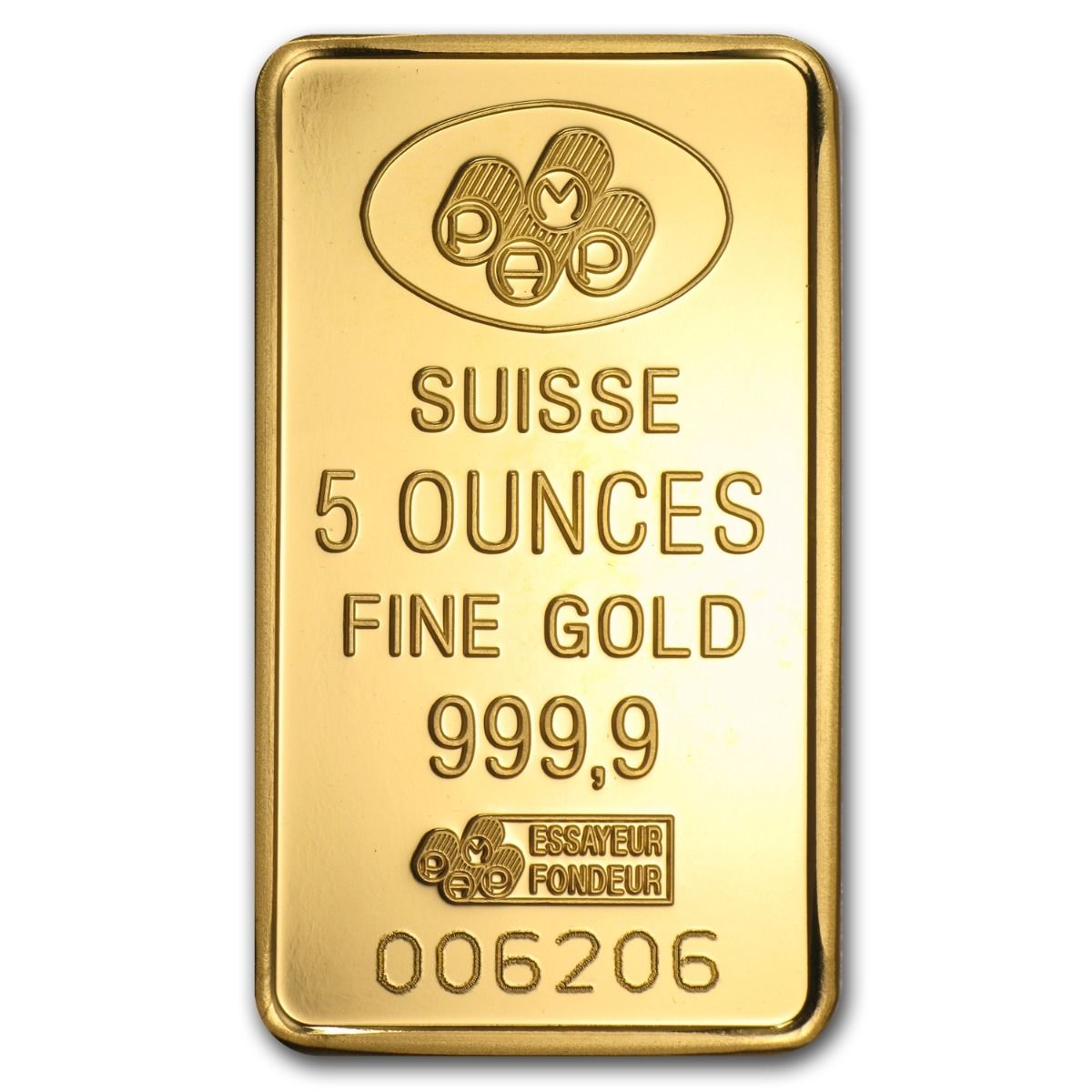 5 oz Gold Bar - PAMP Suisse Lady Fortuna (w/Assay) - SKU #59448